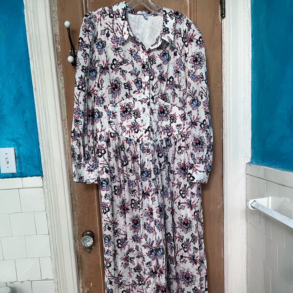 Derek Lam 10 Crosby Floral Dress in cream, Pink & Blue